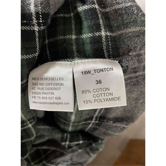 Mes Demoiselles Women's Tartan Pattern 3-Button Front Midi Dress Green Gray 18W - Picture 4 of 4